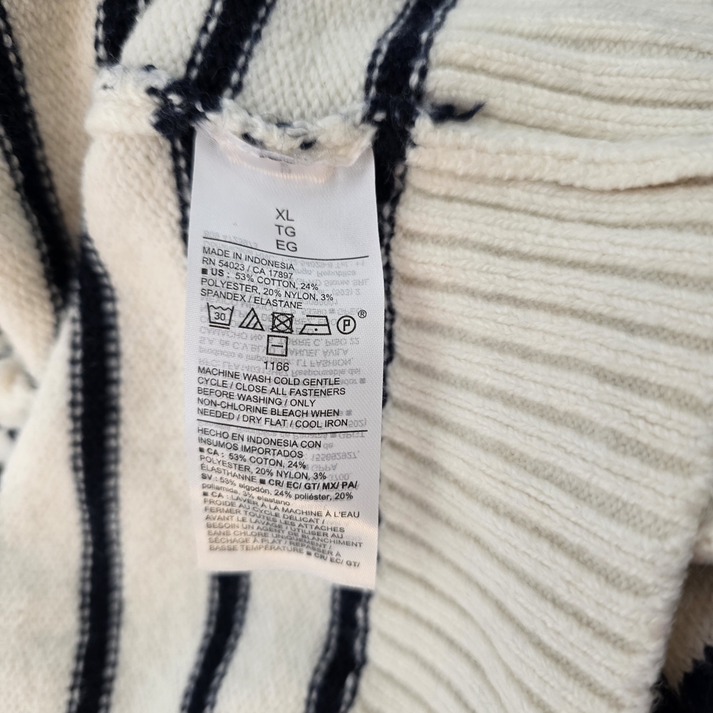 Old Navy Cream & Black Striped Cardigan with Red Heart Patch - Picture 3 of 4